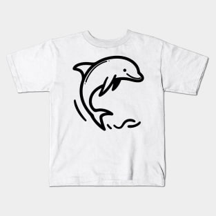 Stick Figure of a Dolphin in Black Ink Kids T-Shirt